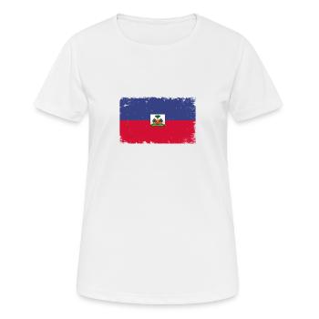 Haiti Herzschlag Flagge Vintage Haiti - Frauen T-Shirt atmungsaktiv - Weiß - Vorne - AI Model Female 172 dark (172cm)