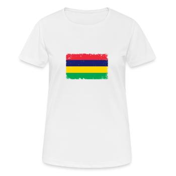 Mauritius Heartbeat Flag Vintage Mauritius - Women's Breathable T-Shirt - white - Front - AI Model Female 172 dark (172cm)