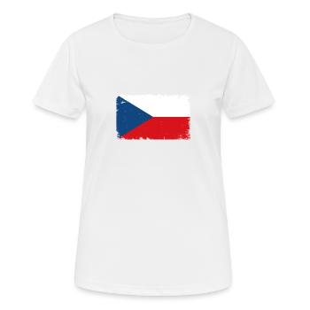 Tschechien Herzschlag Flagge Vintage Tschechien - Frauen T-Shirt atmungsaktiv - Weiß - Vorne - AI Model Female 172 dark (172cm)