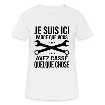 Citation Drôle De Génie Mécanique Pour Mécanicien - T-shirt respirant Femme - blanc - Devant - AI Model Female 172 dark (172cm)