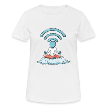Ordinateur Nerd WiFi - T-shirt respirant Femme - blanc - Devant - AI Model Female 172 dark (172cm)