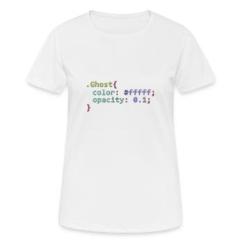 Geist im CSS Format Code für ein Gheis für - Frauen T-Shirt atmungsaktiv - Weiß - Vorne - AI Model Female 172 dark (172cm)