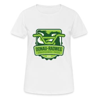 Donau-Radweg - Donaueschingen - Passau - Frauen T-Shirt atmungsaktiv - Weiß - Vorne - AI Model Female 172 dark (172cm)