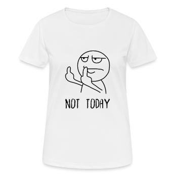 Pas aujourd’hui Doigt d’honneur Fuck You Humour Sarcasme - T-shirt respirant Femme - blanc - Devant - AI Model Female 172 dark (172cm)