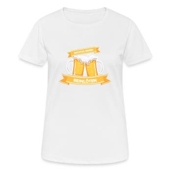 Richtig einen Reinlöten Saufen Bier Lustig logo - Frauen T-Shirt atmungsaktiv - Weiß - Vorne - AI Model Female 172 dark (172cm)