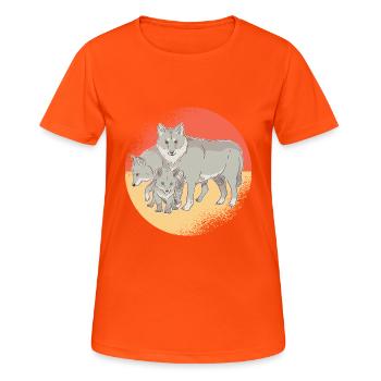 Wolf Family Wolves Wolf Baby Wolf Mother Family - Women's Breathable T-Shirt - neon orange - Front - AI Model Female 172 dark (172cm)