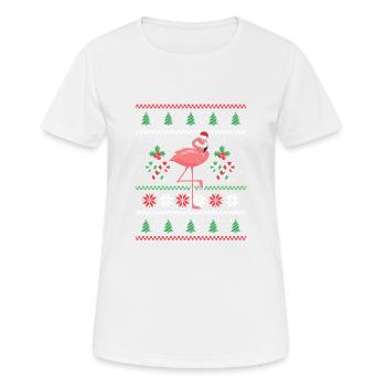 Christmas Santa Flamingo Xmas Pink Bird Animal - Women's Breathable T-Shirt - white - Front - AI Model Female 172 dark (172cm)