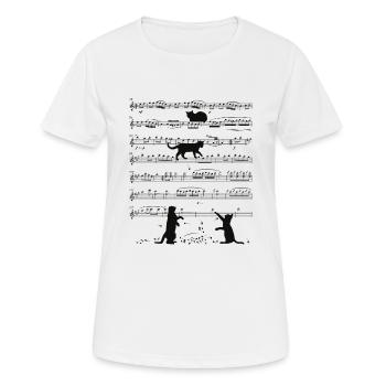 Musik Katzenliebhaber Lustiger Musiker Notizen Kät - Frauen T-Shirt atmungsaktiv - Weiß - Vorne - AI Model Female 172 dark (172cm)