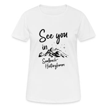 Saalbach-Hinterglemm Ski Snowboard Autriche - T-shirt respirant Femme - blanc - Devant - AI Model Female 172 dark (172cm)