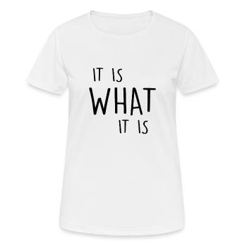 C’est ce que c’est c’est ce que c’est drôle de dire - T-shirt respirant Femme - blanc - Devant - AI Model Female 172 dark (172cm)