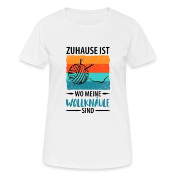Wolle Stricken Wollknäuel - Frauen T-Shirt atmungsaktiv - Weiß - Vorne - AI Model Female 172 dark (172cm)
