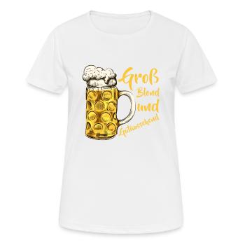Groß Blond Gutaussehend Bier Weizenbier Alkohol - Frauen T-Shirt atmungsaktiv - Weiß - Vorne - AI Model Female 172 dark (172cm)