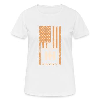 Auto Schaltgetriebe Gangschaltung - Frauen T-Shirt atmungsaktiv - Weiß - Vorne - AI Model Female 172 dark (172cm)