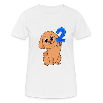 2 Jahre alt - 2 Geburtstag - Pudel Hund Motiv - Frauen T-Shirt atmungsaktiv - Weiß - Vorne - AI Model Female 172 dark (172cm)