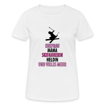 Ski Skifahren Skifahrerin Skiurlaub Skier Damen - Frauen T-Shirt atmungsaktiv - Weiß - Vorne - AI Model Female 172 dark (172cm)