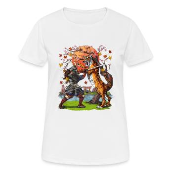 Japanese Samurai Tiger - Women's Breathable T-Shirt - white - Front - AI Model Female 172 dark (172cm)
