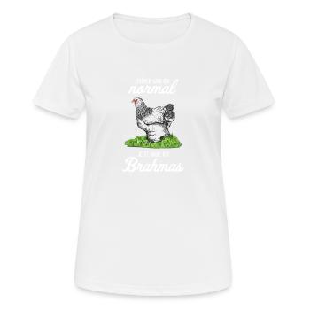 Brahma Poulet I Poule Oeuf Coq Motif pour les éleveurs de poulet - T-shirt respirant Femme - blanc - Devant - AI Model Female 172 dark (172cm)
