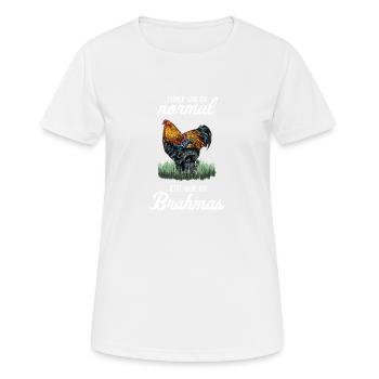 Brahma Poulet I Poule Oeuf Coq Motif pour les éleveurs de poulet - T-shirt respirant Femme - blanc - Devant - AI Model Female 172 dark (172cm)