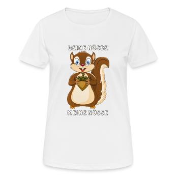 EICHHÖRNCHEN DEINE NÜSSE MEINE NÜSSE - Frauen T-Shirt atmungsaktiv - Weiß - Vorne - AI Model Female 172 dark (172cm)