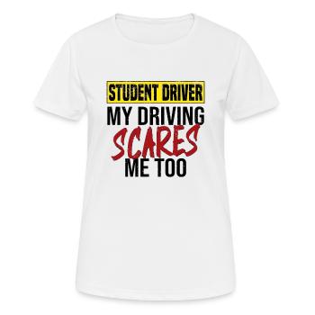 Fahrschüler Fahrschule Führerschein Fahranfänger - Frauen T-Shirt atmungsaktiv - Weiß - Vorne - AI Model Female 172 dark (172cm)