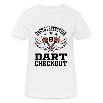 Darts Perfection 9 Darts Checkout - Darts Player - Women's Breathable T-Shirt - white - Front - AI Model Female 172 dark (172cm)