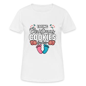 Funny Eating Christmas Cookies For Two Pregnant - Women's Breathable T-Shirt - white - Front - AI Model Female 172 dark (172cm)