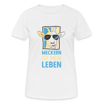 Meckern ist mein Leben Cooler Ziegenbock Spruch - Frauen T-Shirt atmungsaktiv - Weiß - Vorne - AI Model Female 172 dark (172cm)