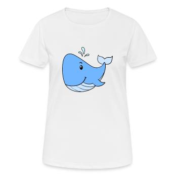 Wal - Frauen T-Shirt atmungsaktiv - Weiß - Vorne - AI Model Female 172 dark (172cm)