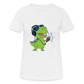 Singender Dinosaurier - Frauen T-Shirt atmungsaktiv - Weiß - Vorne - AI Model Female 172 dark (172cm)