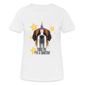 Faites-moi confiance à A Unicorn I Funny Saint Bernard - T-shirt respirant Femme - blanc - Devant - AI Model Female 172 dark (172cm)