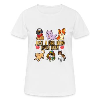 Funny Just A Girl Who Loves Dogs Dog Lover Trainer - Frauen T-Shirt atmungsaktiv - Weiß - Vorne - AI Model Female 172 dark (172cm)