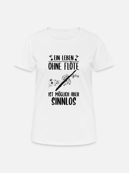 Querflöte - Frauen T-Shirt atmungsaktiv - Weiß