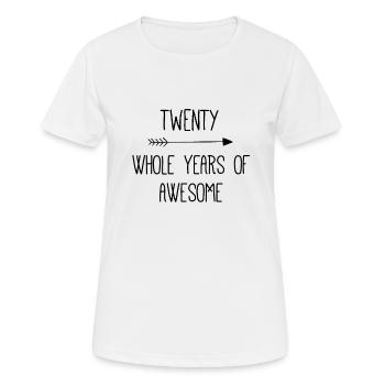 Anniversaire 20 années entières de génial - T-shirt respirant Femme - blanc - Devant - AI Model Female 172 dark (172cm)