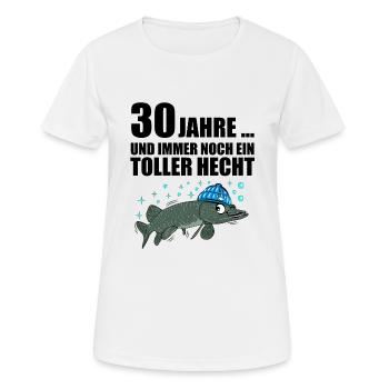 Anglergeschenk zum 30 Geburtstag 30 Ehrentag - Frauen T-Shirt atmungsaktiv - Weiß - Vorne - AI Model Female 172 dark (172cm)