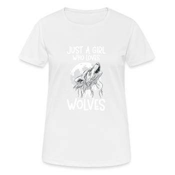 Nur Ein Mädchen, Das Wölfe Liebt Waldtiere Wolf - Frauen T-Shirt atmungsaktiv - Weiß - Vorne - AI Model Female 172 dark (172cm)