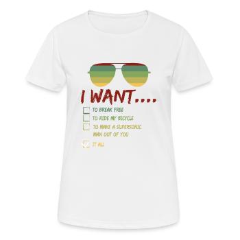 I Want To Break Free Sunglasses Summer - Women's Breathable T-Shirt - white - Front - AI Model Female 172 dark (172cm)