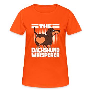 Dackel-Hintern Der Dackelflüsterer - Frauen T-Shirt atmungsaktiv - Neonorange - Vorne - AI Model Female 172 dark (172cm)