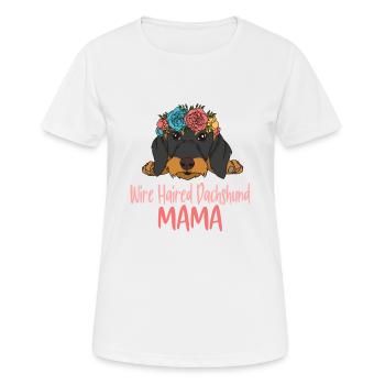 Rough-haired dachshund MAMA - Women's Breathable T-Shirt - white - Front - AI Model Female 172 dark (172cm)