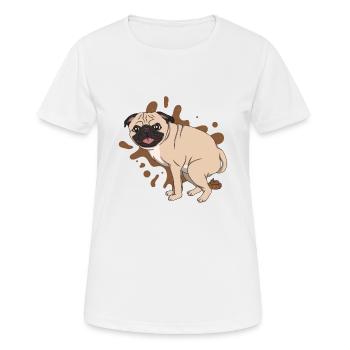 Pug poops piles of poop - Women's Breathable T-Shirt - white - Front - AI Model Female 172 dark (172cm)