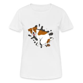 JACK RUSSELL TERRIER caca pile de caca - T-shirt respirant Femme - blanc - Devant - AI Model Female 172 dark (172cm)