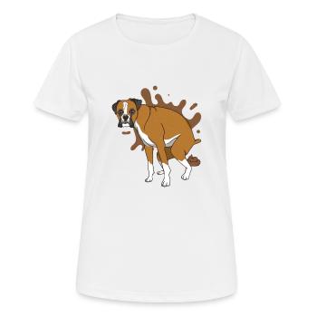 Deutscher Boxer kackt Kackhaufen - Frauen T-Shirt atmungsaktiv - Weiß - Vorne - AI Model Female 172 dark (172cm)
