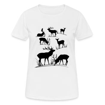 Deer, roe deer, red deer, fallow deer, deer, roe deer - Women's Breathable T-Shirt - white - Front - AI Model Female 172 dark (172cm)