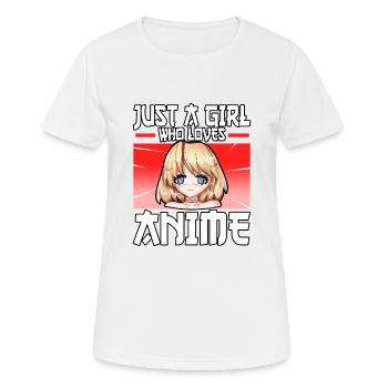 Funny Just a Girl Who Loves Anime Waifu Kawaii - Frauen T-Shirt atmungsaktiv - Weiß - Vorne - AI Model Female 172 dark (172cm)