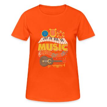 Geschenk musik musikinstrumente - Frauen T-Shirt atmungsaktiv - Neonorange - Vorne - AI Model Female 172 dark (172cm)