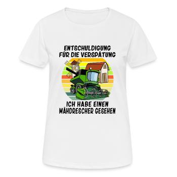 Entschuldigung das ich zu spät bin Mähdrescher - Frauen T-Shirt atmungsaktiv - Weiß - Vorne - AI Model Female 172 dark (172cm)