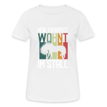 Lustiger Therapeut im Stall Pferd Pferde Geschenk - Frauen T-Shirt atmungsaktiv - Weiß - Vorne - AI Model Female 172 dark (172cm)