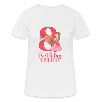 La princesse d’anniversaire a huit ans - T-shirt respirant Femme - blanc - Devant - AI Model Female 172 dark (172cm)