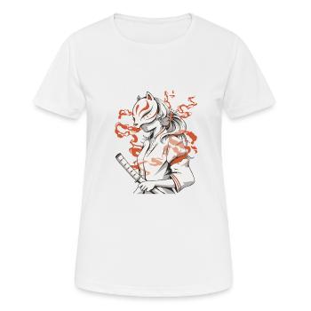 Samurai Warrior Japanischer Kitsune Japan Anime - Frauen T-Shirt atmungsaktiv - Weiß - Vorne - AI Model Female 172 dark (172cm)