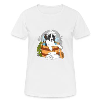 BORDER COLLIE Sauna Wellness - Frauen T-Shirt atmungsaktiv - Weiß - Vorne - AI Model Female 172 dark (172cm)
