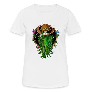 Unkraut Cowboy Stoner - Frauen T-Shirt atmungsaktiv - Weiß - Vorne - AI Model Female 172 dark (172cm)